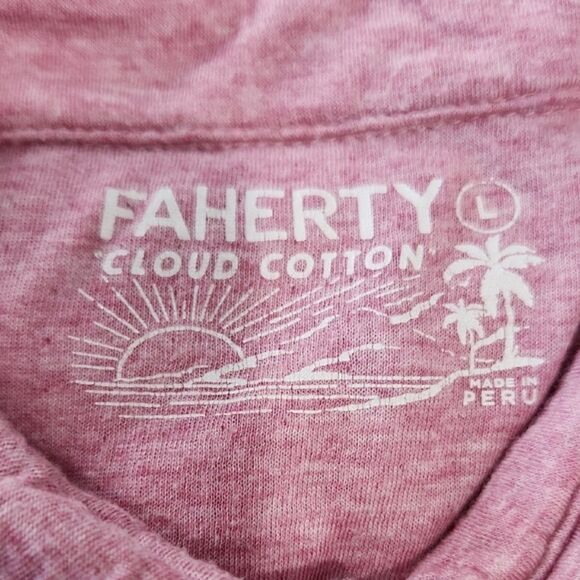 Faherty Men's Cloud Short Sleeve Polo Shirt, Faded Flag Heather, Size L - Picture 7 of 11